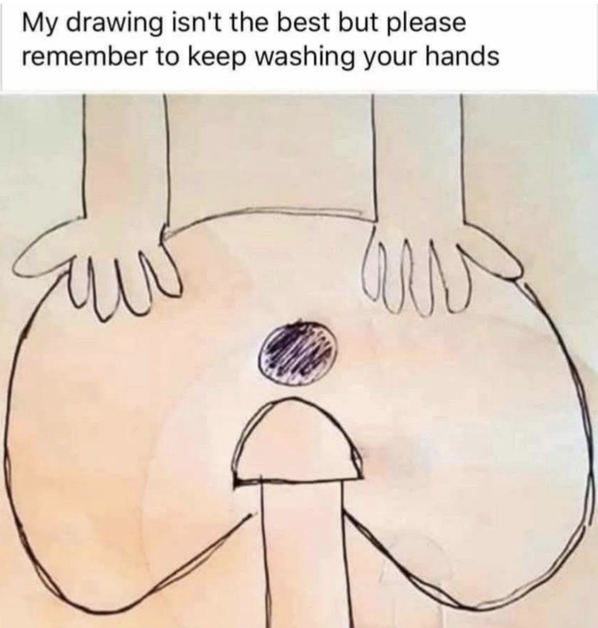 Hand-drawn optical illusion showing an ambiguous body-shaped image