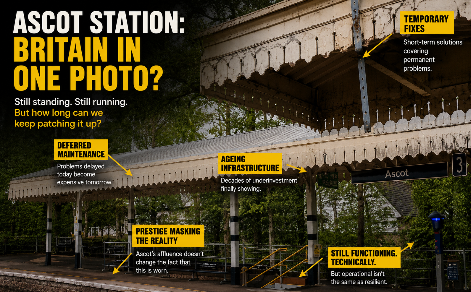 Ageing infrastructure observed at Ascot railway station