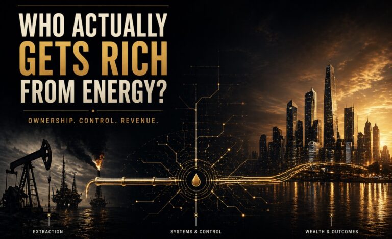 Energy infrastructure representing the distribution of wealth generated by natural resources