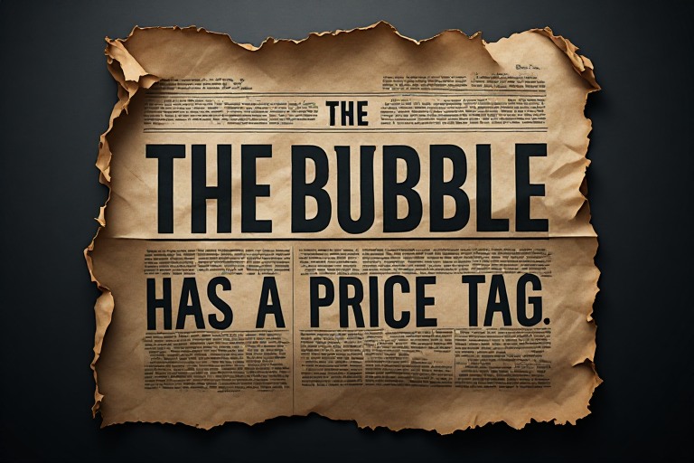 Vintage newspaper-style artwork reading The Bubble Has a Price Tag
