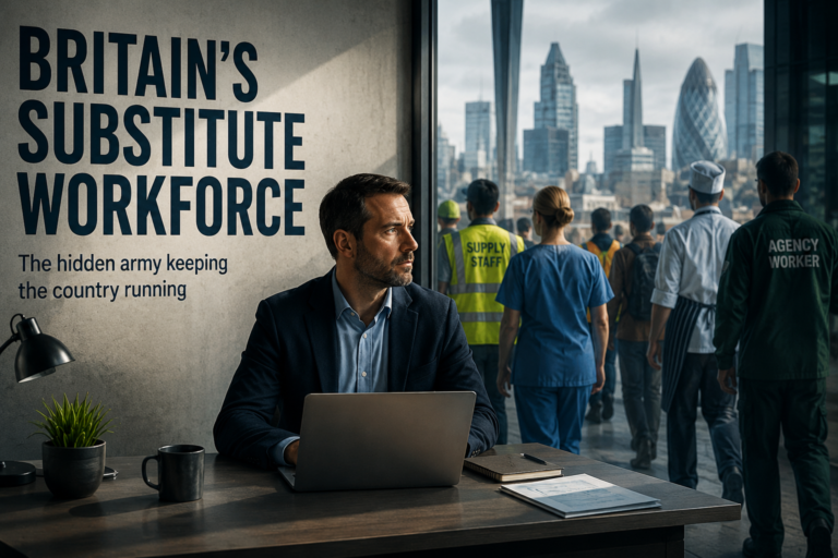 Agency and temporary workers from healthcare, construction and other sectors representing Britain’s growing reliance on substitute and precarious labour.