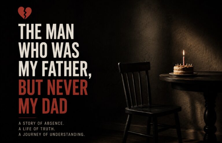 Dark editorial image with an empty chair representing an absent father