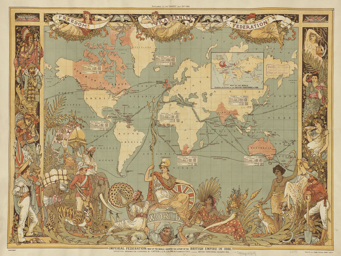 Imperial Federation map showing the extent of the British Empire in 1886