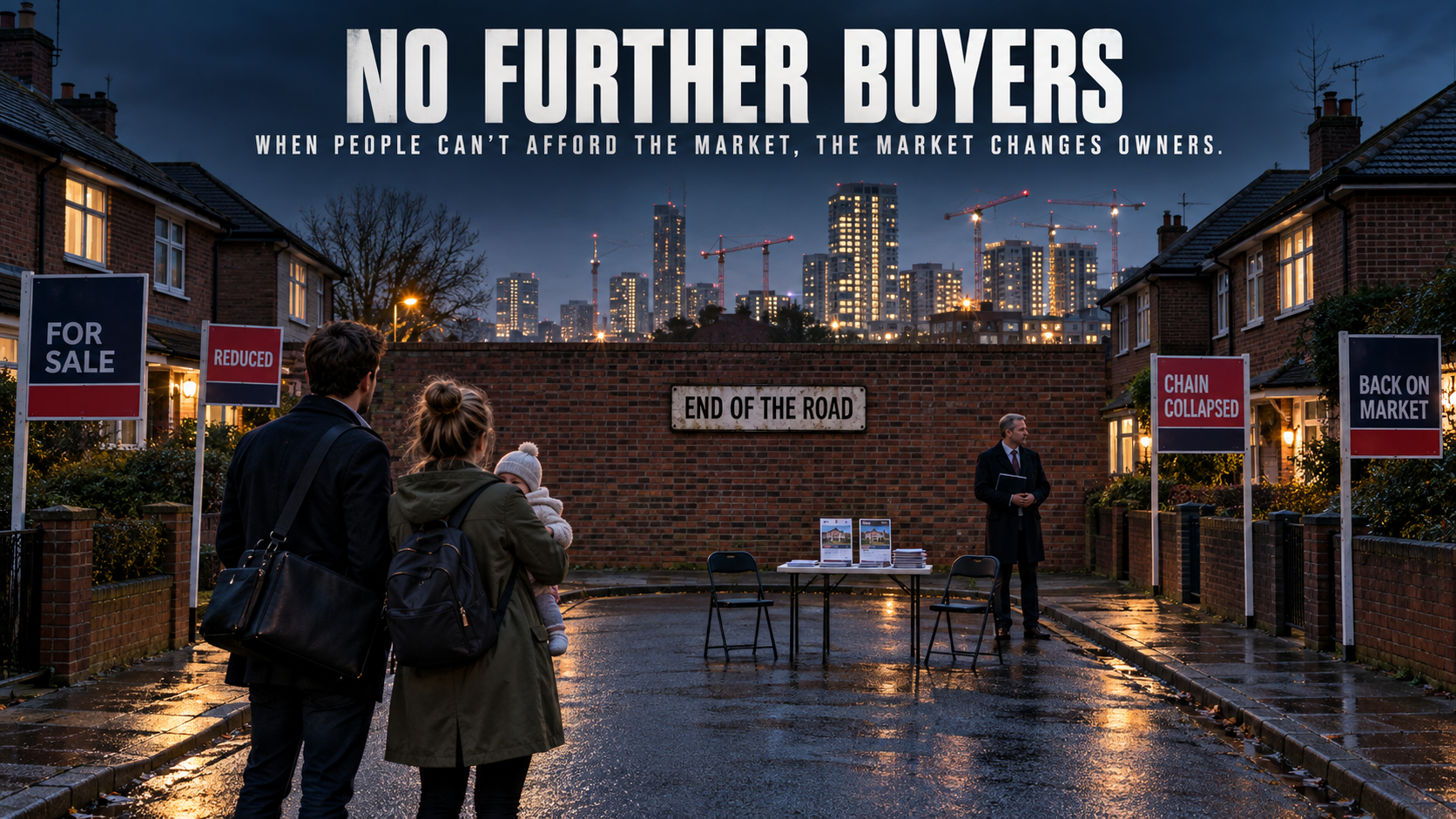 A British family reaching the end of a road filled with collapsed housing chains