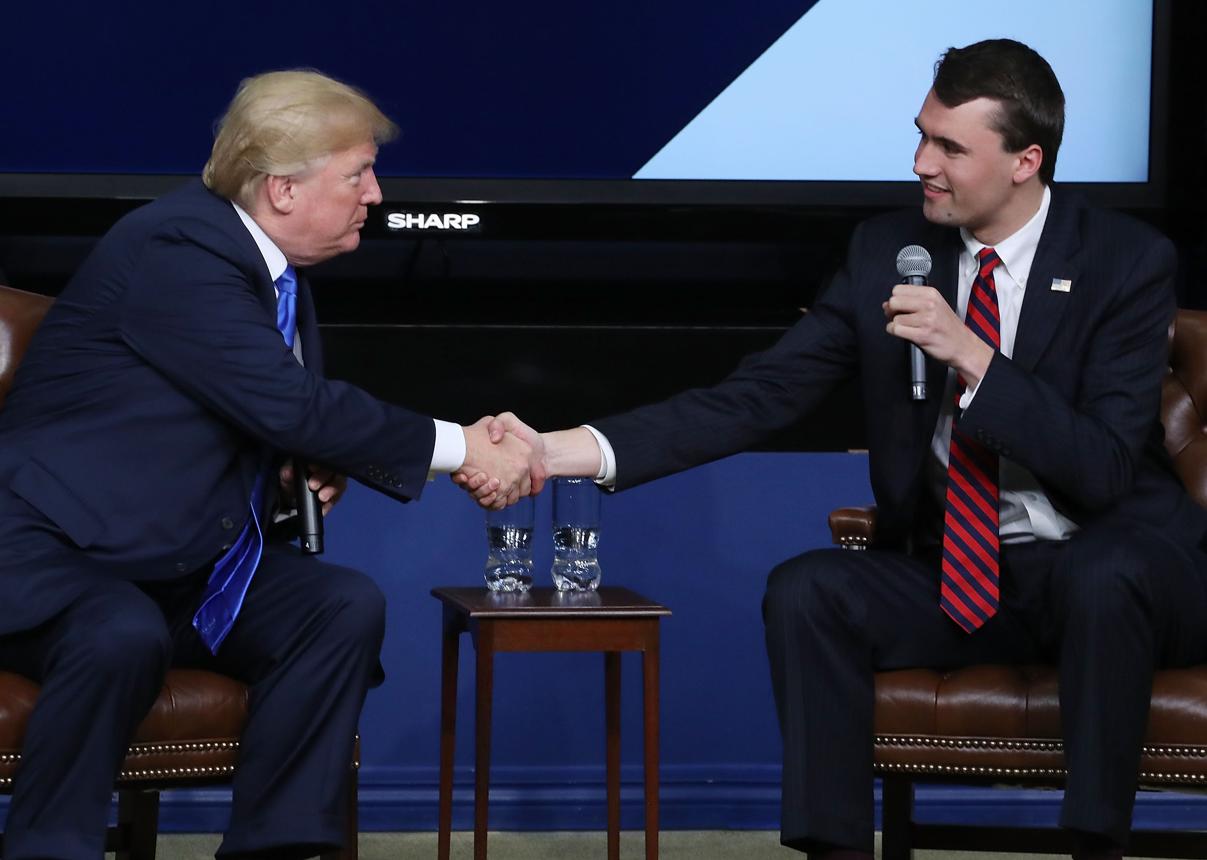 Donald Trump pictured with Charlie Kirk